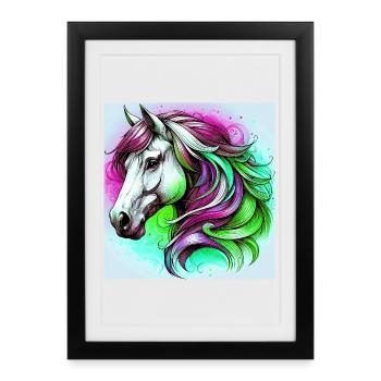 horse - Framed poster (27 × 37 cm) - black - Front