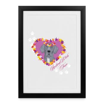 Resting B!tch Face Great Dane - Framed poster (27 × 37 cm) - black - Front