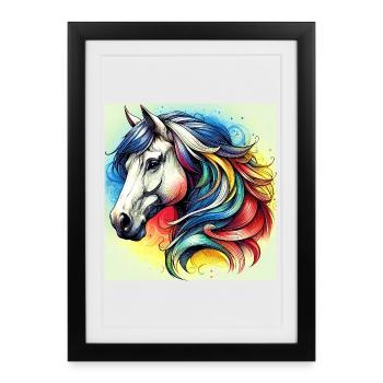 cheval - Affiche encadrée (27 × 37 cm) - noir - Devant
