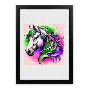 horse - Framed poster (27 × 37 cm) - black - Front