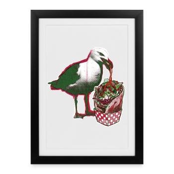 Mouette kebab - Affiche encadrée (27 × 37 cm) - noir - Devant