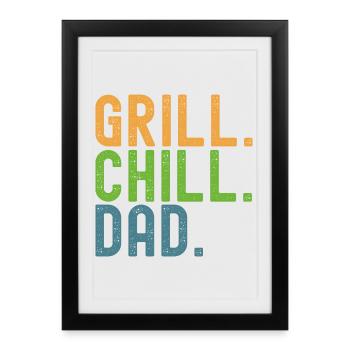 BBQ. Chill. Dad. Dads and crickets. - Framed poster (27 × 37 cm) - black - Front