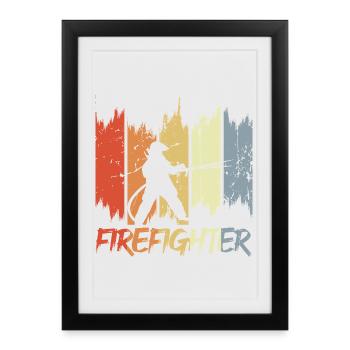 Fire Brigade Retro Look - Framed poster (27 × 37 cm) - black - Front
