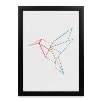 Conception géométrique des lignes de colibri - Affiche encadrée (27 × 37 cm) - noir - Devant