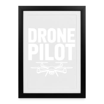 pilote de drone - Affiche encadrée (27 × 37 cm) - noir - Devant