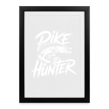 Pike Fishing - Framed poster (27 × 37 cm) - black - Front