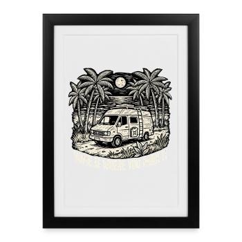 Paradis des maisons de camping - Affiche encadrée (27 × 37 cm) - noir - Devant