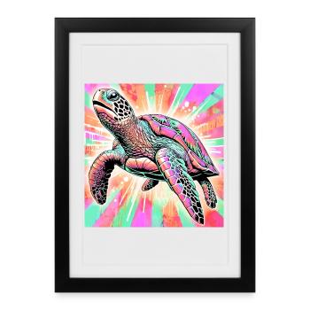 tortue - Affiche encadrée (27 × 37 cm) - noir - Devant