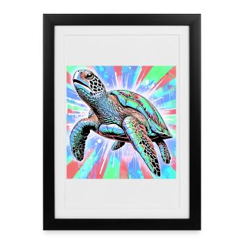 tortue - Affiche encadrée (27 × 37 cm) - noir - Devant