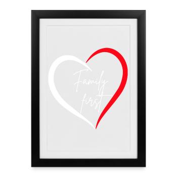 La famille d’abord – Cœur - Affiche encadrée (27 × 37 cm) - noir - Devant