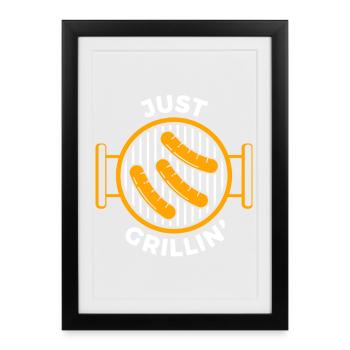 Juste griller des saucisses BBQ - Affiche encadrée (27 × 37 cm) - noir - Devant
