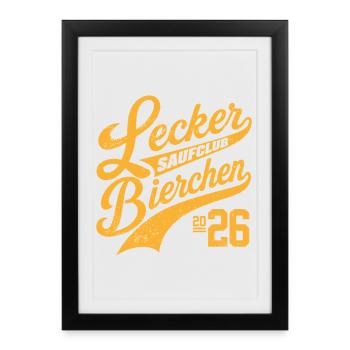 Lecker Bierchen Saufclub 2026 - Affiche encadrée (27 × 37 cm) - noir - Devant