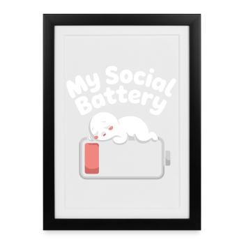 Social Battery Introvert Dead Battery Battery - Framed poster (27 × 37 cm) - black - Front