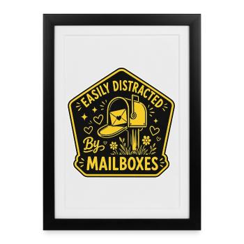 Facilement distrait par les boîtes aux lettres - Postman Post - Affiche encadrée (27 × 37 cm) - noir - Devant
