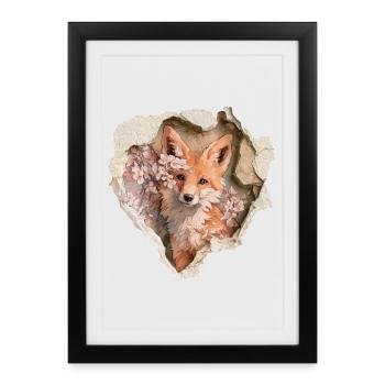Fox - Framed poster (27 × 37 cm) - black - Front