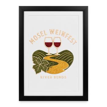 Mosel Weinfest River Bends Wine Hiking Souvenir - Framed poster (27 × 37 cm) - black - Front