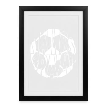 Équipe Brésil de type déformation de football - Affiche encadrée (27 × 37 cm) - noir - Devant