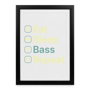 Manger Dormir la Basse Répéter Cadeau Joueur de Basse Drôle - Affiche encadrée (27 × 37 cm) - noir - Devant