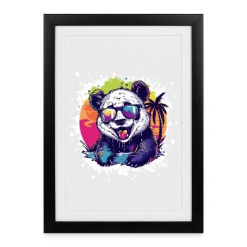Panda Summer Comic - Affiche encadrée (27 × 37 cm) - noir - Devant