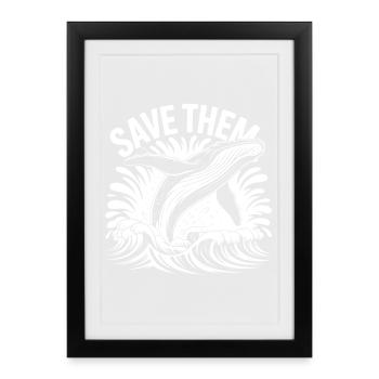 Conception de baleine - Affiche encadrée (27 × 37 cm) - noir - Devant