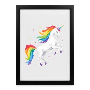 Geometric Rainbow Unicorn - Framed poster (27 × 37 cm) - black - Front
