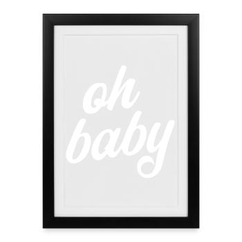 T-shirt Oh Bébé qui dit grossesse - Affiche encadrée (27 × 37 cm) - noir - Devant
