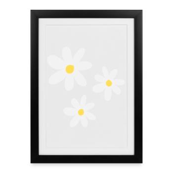 Fleurs blanches dans une élégance intemporelle - Affiche encadrée (27 × 37 cm) - noir - Devant