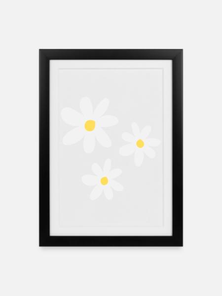 Weiße Blüten in zeitloser Eleganz - Gerahmtes Poster (27 × 37 cm) - Schwarz