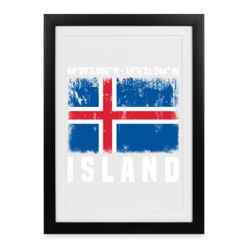 Voyage en Islande - Affiche encadrée (27 × 37 cm) - noir - Devant