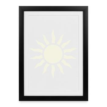 Soleil avec cadre à rayons - Affiche encadrée (27 × 37 cm) - noir - Devant