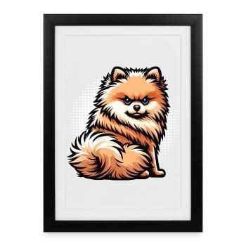 Poméranien Poméranien Spitz Chien Miniature Spitz Holder - Affiche encadrée (27 × 37 cm) - noir - Devant
