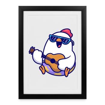 Penguin Guitar Beach Jam - Framed poster (27 × 37 cm) - black - Front