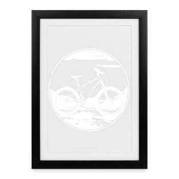 Mountain Biking Drawing - Framed poster (27 × 37 cm) - black - Front