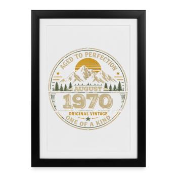 Cadeau Anniversaire 1970 Août Vintage 1970 - Affiche encadrée (27 × 37 cm) - noir - Devant