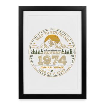 Cadeau Anniversaire 1974 Août Vintage 1974  - Affiche encadrée (27 × 37 cm) - noir - Devant