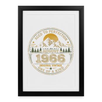 Cadeau Anniversaire 1966 Août Vintage 1966  - Affiche encadrée (27 × 37 cm) - noir - Devant