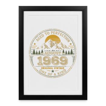 Cadeau Anniversaire 1969 Août Vintage 1969  - Affiche encadrée (27 × 37 cm) - noir - Devant