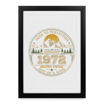 Cadeau Anniversaire 1972 Août Vintage 1972  - Affiche encadrée (27 × 37 cm) - noir - Devant