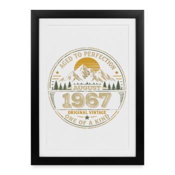 Cadeau Anniversaire 1967 Août Vintage 1967  - Affiche encadrée (27 × 37 cm) - noir - Devant