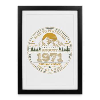 Cadeau Anniversaire 1971 Août Vintage 1971  - Affiche encadrée (27 × 37 cm) - noir - Devant