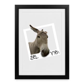 Selfie - Sel Vieh - Gerahmtes Poster (27 × 37 cm) - Schwarz - Vorne