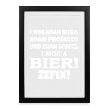 I mog a Bier - Gerahmtes Poster (27 × 37 cm) - Schwarz - Vorne