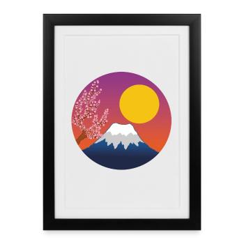 Mont Fuji manga - Affiche encadrée (27 × 37 cm) - noir - Devant