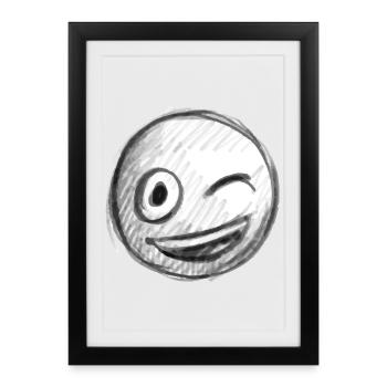 Emoji kiss heart love Emoji - Affiche encadrée (27 × 37 cm) - noir - Devant