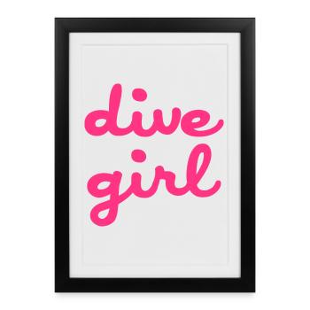 dive girl - Affiche encadrée (27 × 37 cm) - noir - Devant