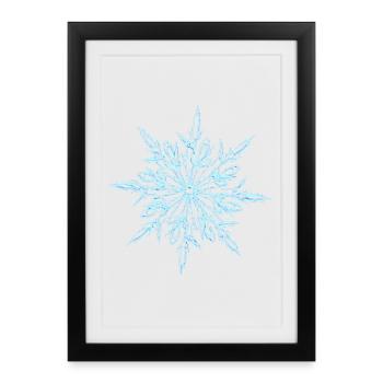 Motif de cristaux de neige bleu - Affiche encadrée (27 × 37 cm) - noir - Devant