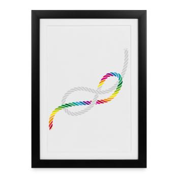 Huit nœuds ou nœuds d'amour aux couleurs de l'arc-en-ciel - Affiche encadrée (27 × 37 cm) - noir - Devant