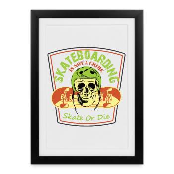 Skateboard Skater Totenkopf Skate or die - Framed poster (27 × 37 cm) - black - Front