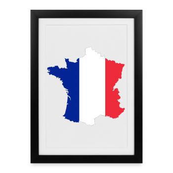 Drapeau de la carte de France ✅ Drapeau de la carte de France ✔ - Affiche encadrée (27 × 37 cm) - noir - Devant