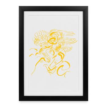 Cthulhu Style Tribal - Art extraterrestre HP Lovecraft - Affiche encadrée (27 × 37 cm) - noir - Devant